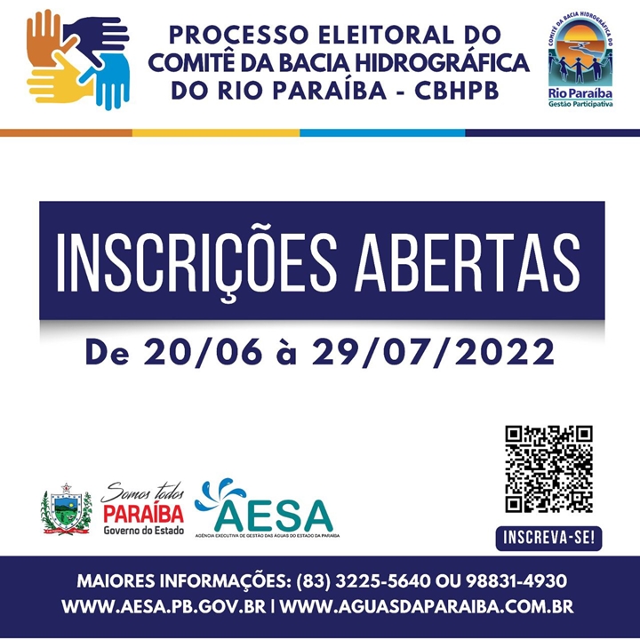 Abertas as inscrições para o processo eleitoral do Comitê do rio Paraíba